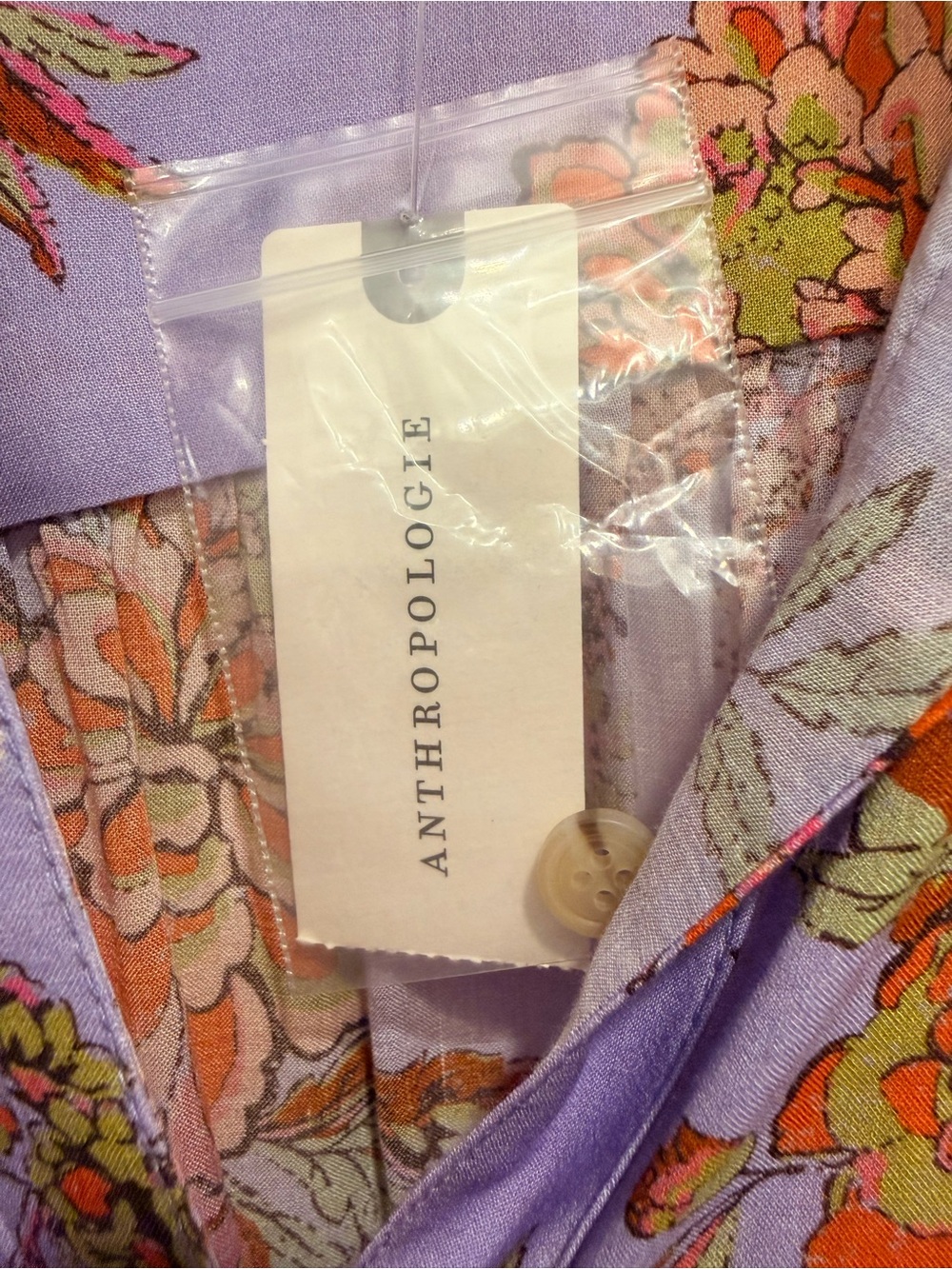 Pilcro Lavender Button-Down Shirt with Orange Floral Print - Picture 4 of 5